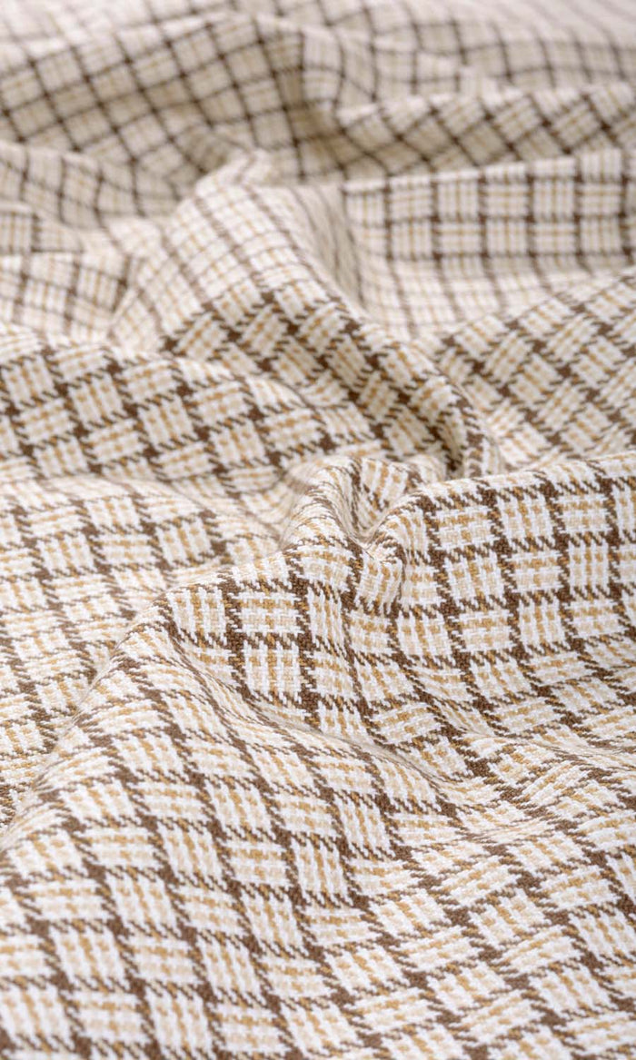 Check Cotton Any Size Style Curtains (Brown/ Mocha/ Cream)