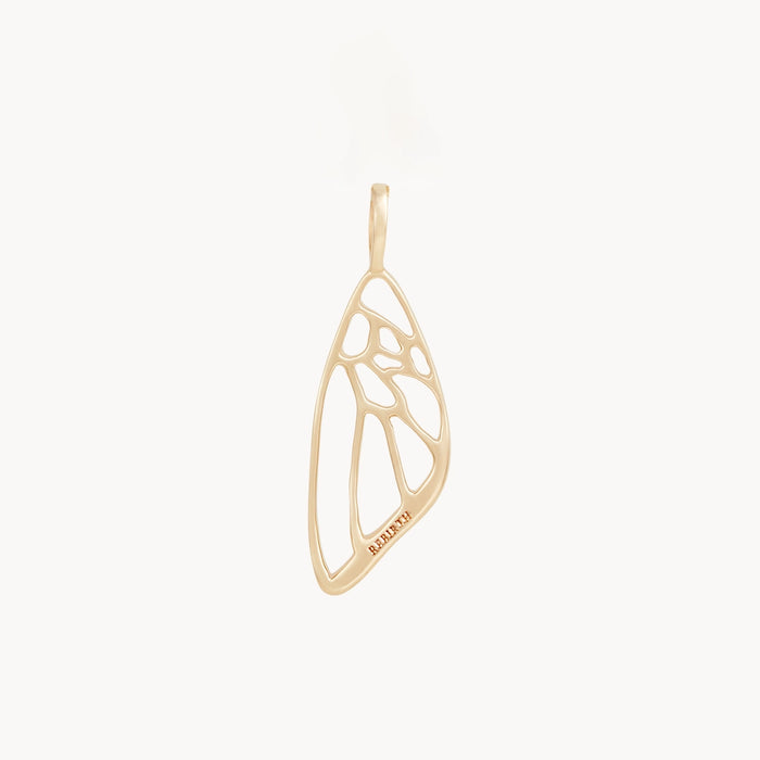 Butterfly Wing Charm in 10k yellow gold, with chain detail view