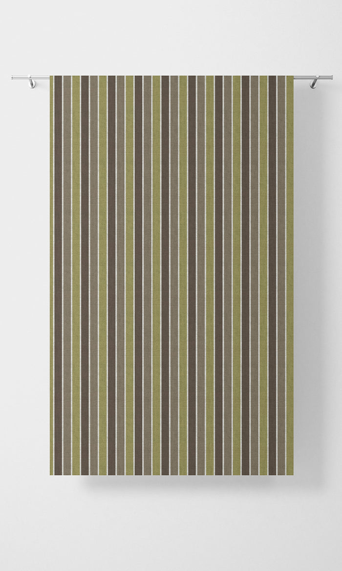 Modern Striped Home Textile Fabric Material By the Metre (Green/ Brown)