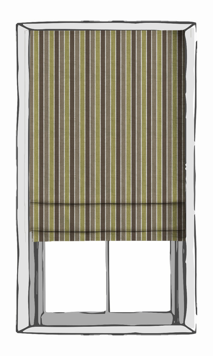 Modern Striped Fabric Material By the Metre (Green/ Brown)