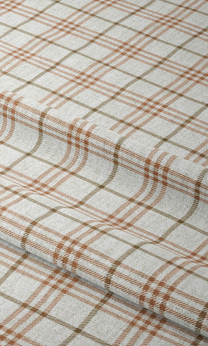 Checkered Drapes (Linen White & Muted Orange)