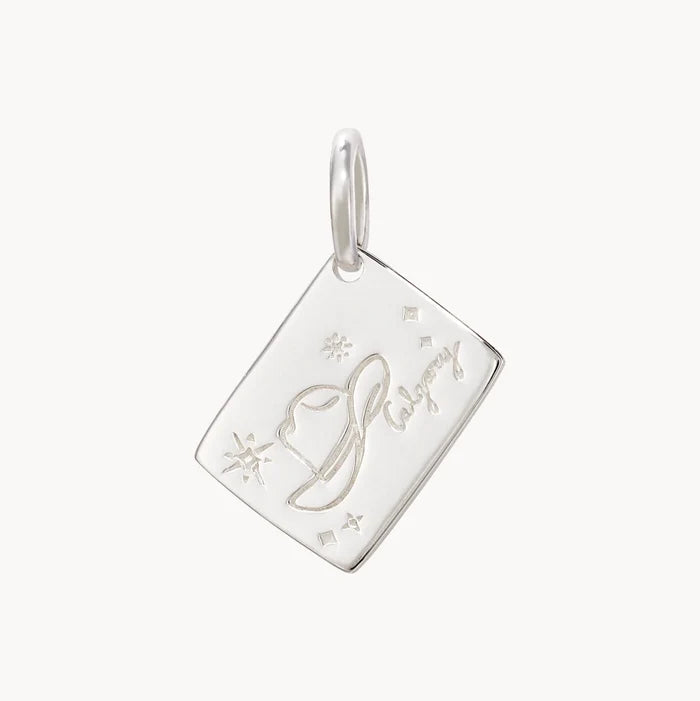 calgary postcard charm - sterling silver