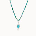 Called to the Current Charm and Necklace Bundle in sterling silver with braided cord and turquoise