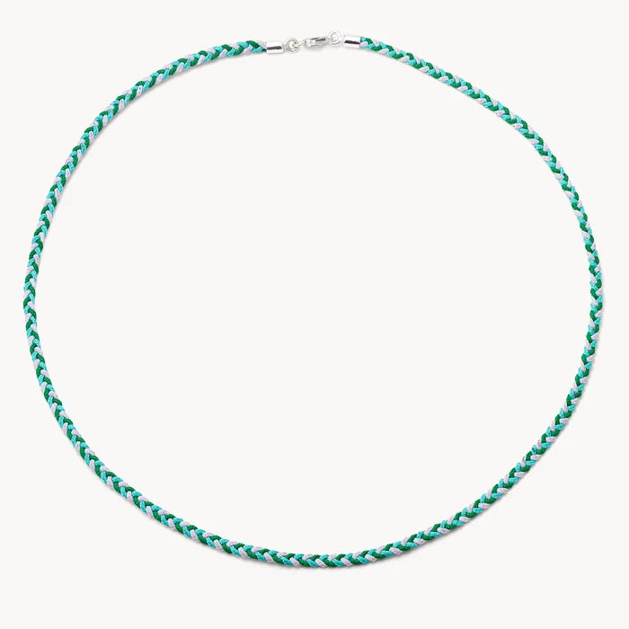 Called to the Current Charm and Necklace Bundle in sterling silver with braided cord and turquoise, alternate angle detail view 2