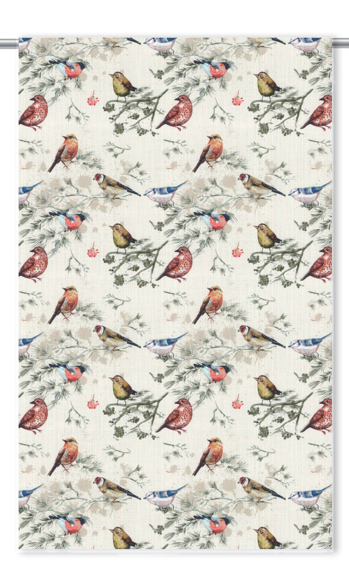 Bird-Print Cotton Window Treatments Fabric By the Metre (Red/ Gray/ Blue/ Beige)