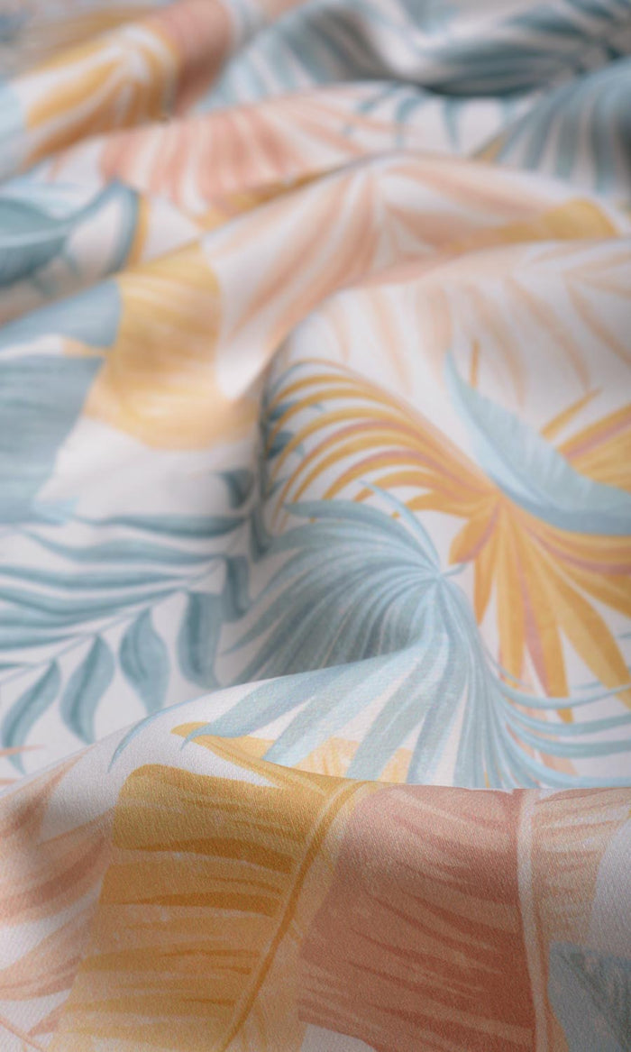 Botanical Floral Fabric By the Metre for Curtains & Drapes (Pink/ Blue/ Yellow)