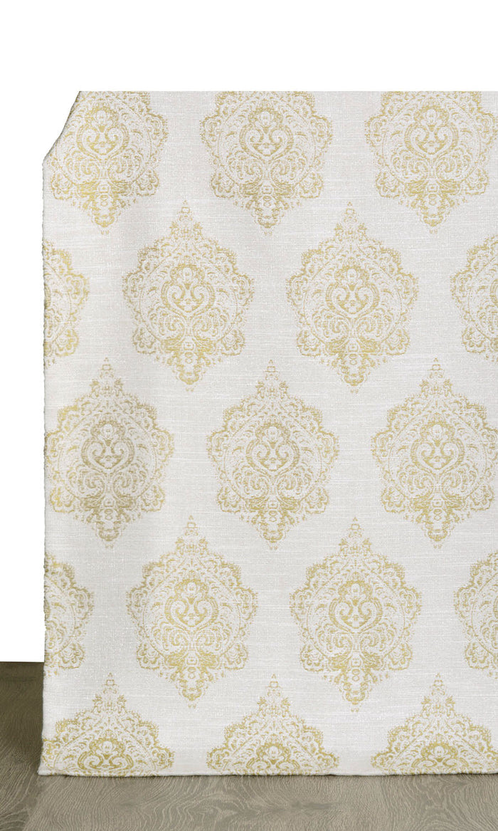 Patterned Curtains for Living, Bedroom, Kitchen, Bathroom (Off White/ Green)