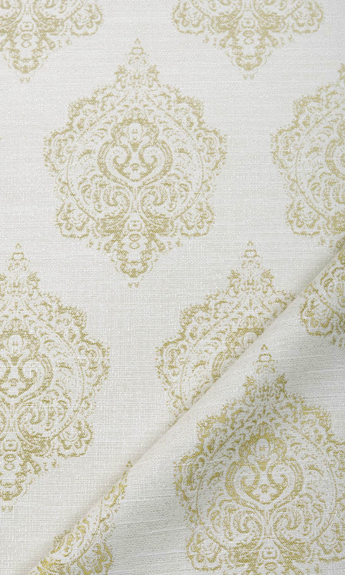 Patterned Curtains (Off White/ Green) Extra Long Short Wide