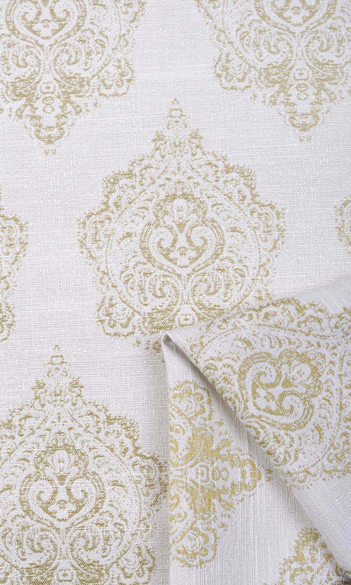 Patterned Made-to-Measure Curtains (Off White/ Green)