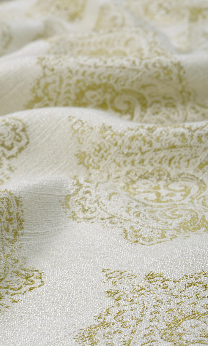 Patterned Any Size Style Curtains (Off White/ Green)