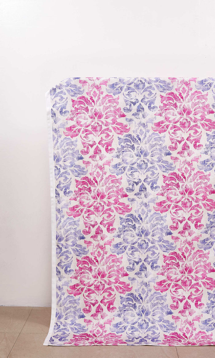 Printed Curtains (Fuchsia Pink/ Purple)