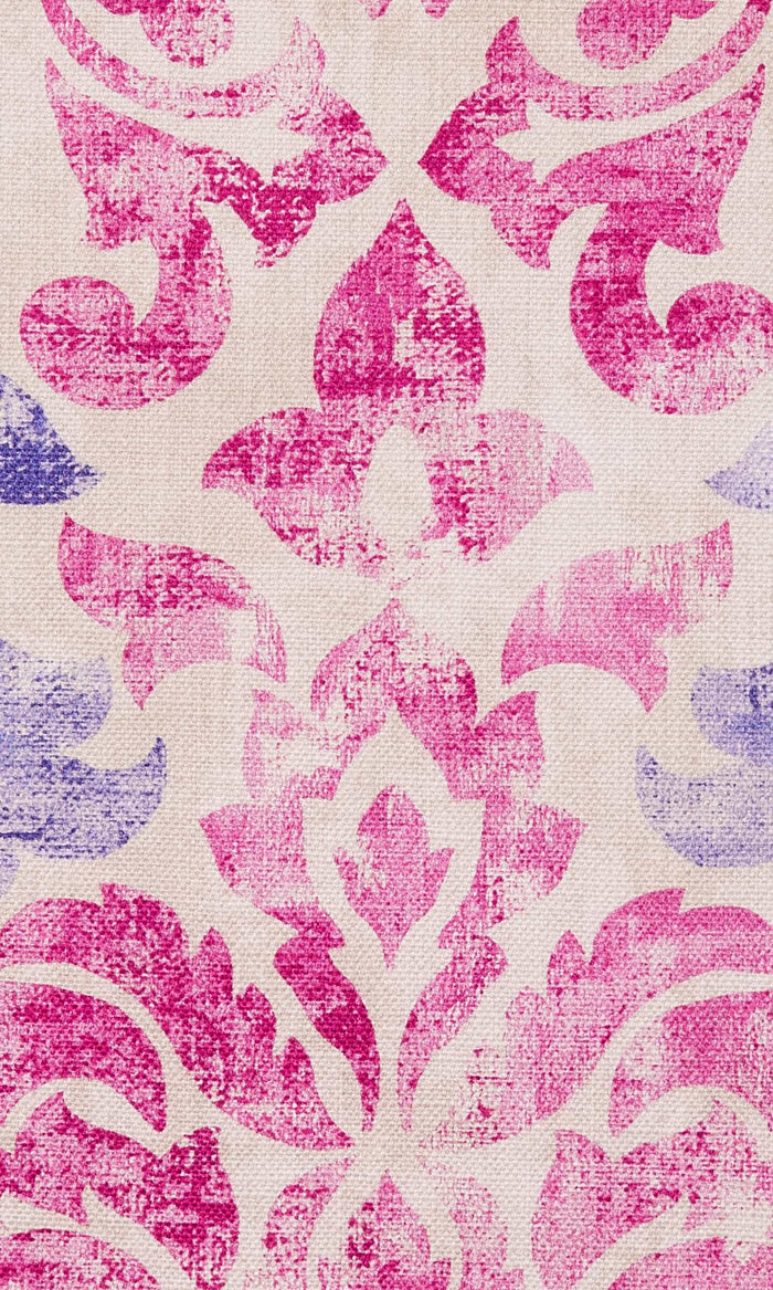 Printed Pinch Pleat, Rod Pocket, Eyelet Curtains (Fuchsia Pink/ Purple)