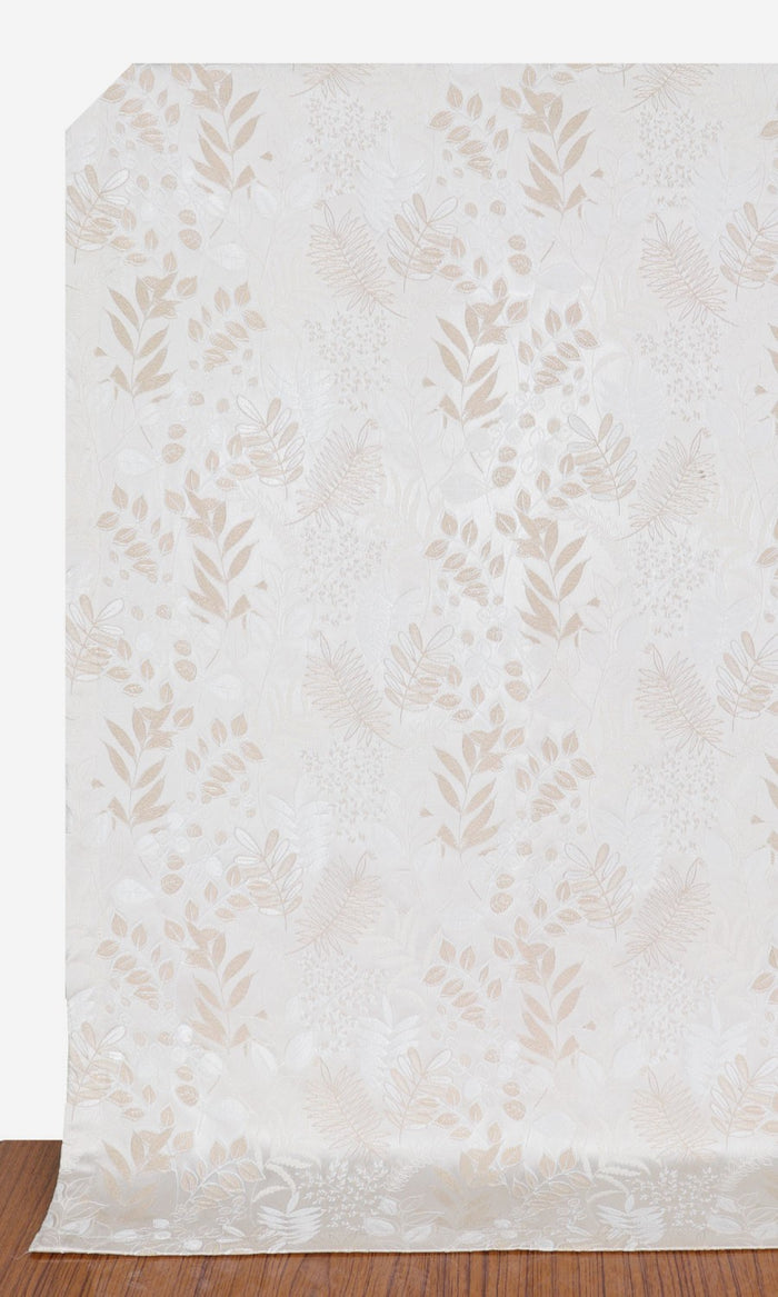 Botanical Window Treatments Fabric By the Metre (White/ Ivory)
