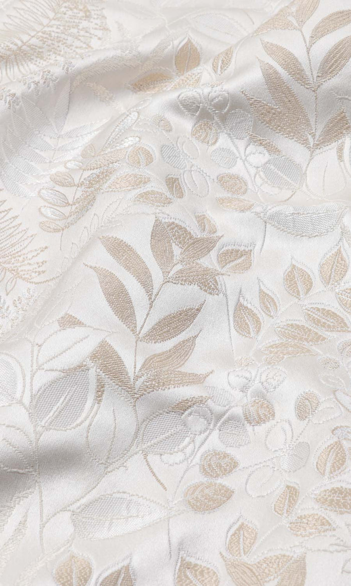 Botanical Home Textile Fabric Material By the Metre (White/ Ivory)