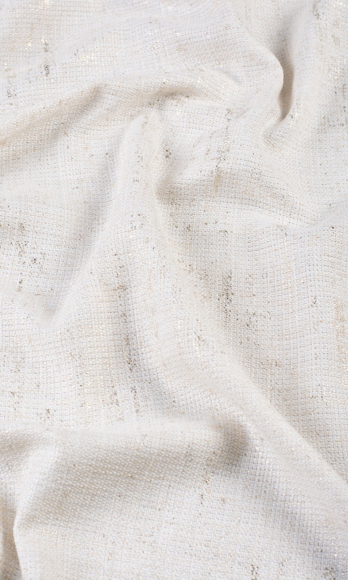 Metallic Accents Fabric By the Metre for Curtains & Drapes (Cream/ Golden)