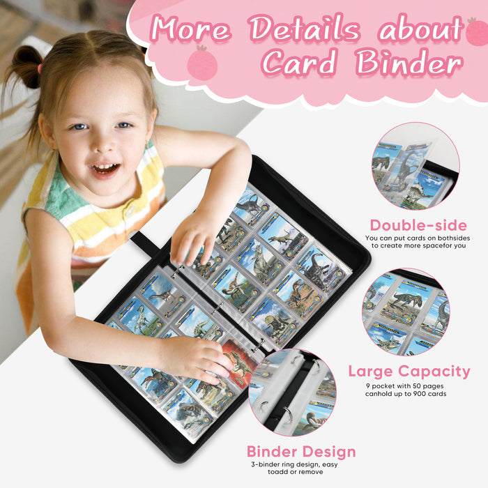 Card Binder for Trading Cards - Binder Holds up to 900 Game Cards