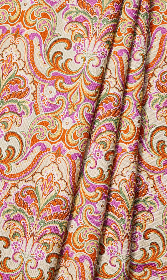 Fleur De Lis Print Drapes for Living, Bedroom, Kitchen, Bathroom (Orange/ Purple)