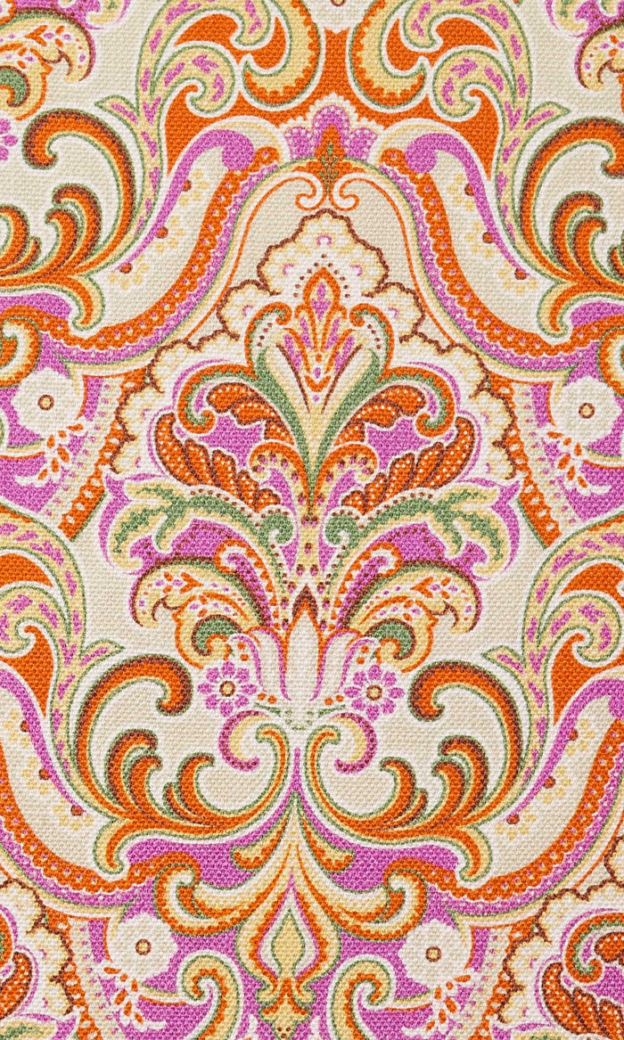 Fleur De Lis Print Pinch Pleat, Rod Pocket, Eyelet Curtains (Orange/ Purple)