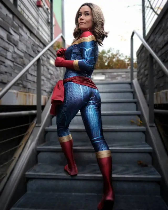 Carol Danvers Superhero Cosplay Bodysuit | Zentai Suit for Women & Kids