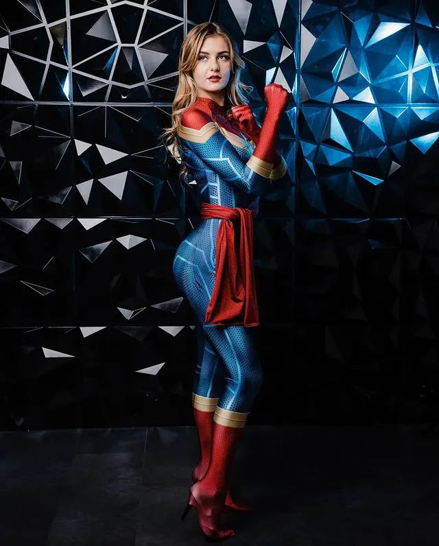 Carol Danvers Superhero Cosplay Bodysuit | Zentai Suit for Women & Kids