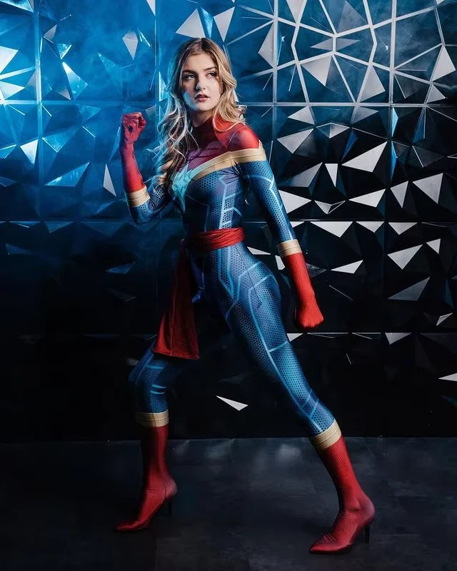 Carol Danvers Superhero Cosplay Bodysuit | Zentai Suit for Women & Kids