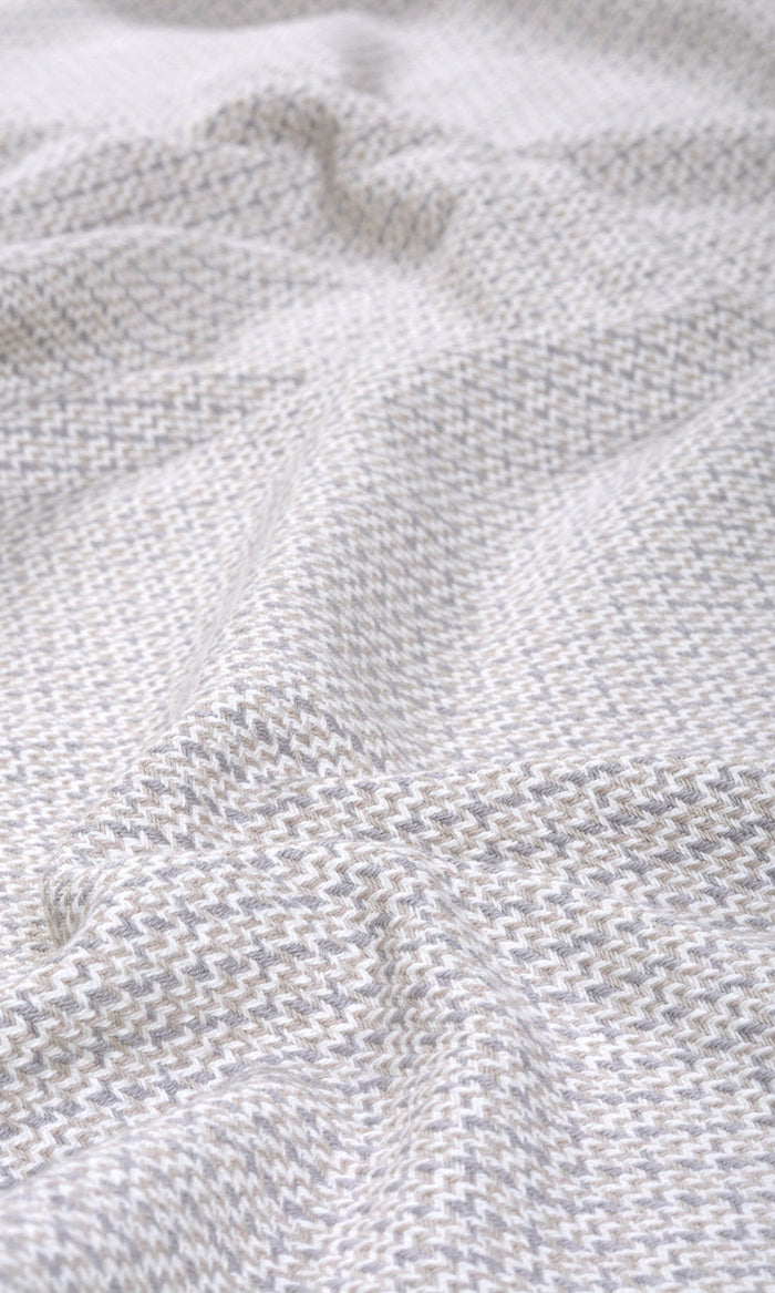Textured Cotton Made-to-Measure Curtains (Gray/ White)