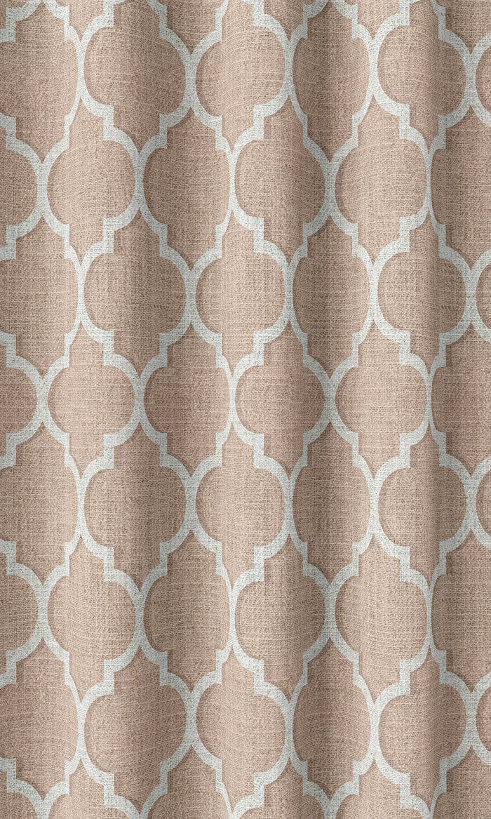 Trellis Tile Print Home Décor Fabric By the Metre (Blush Pink/ White)