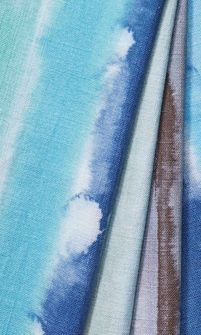 Cotton Printed Drapes for Living, Bedroom, Kitchen, Bathroom (Blue/ Gray/ Brown)