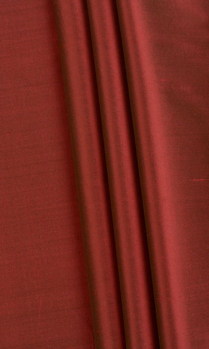 Shantung Silk Fabric By the Metre for Curtains & Drapes (Copper Red)