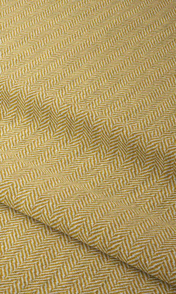 Herringbone Window Treatments Fabric By the Metre (Deep Yellow/ White)