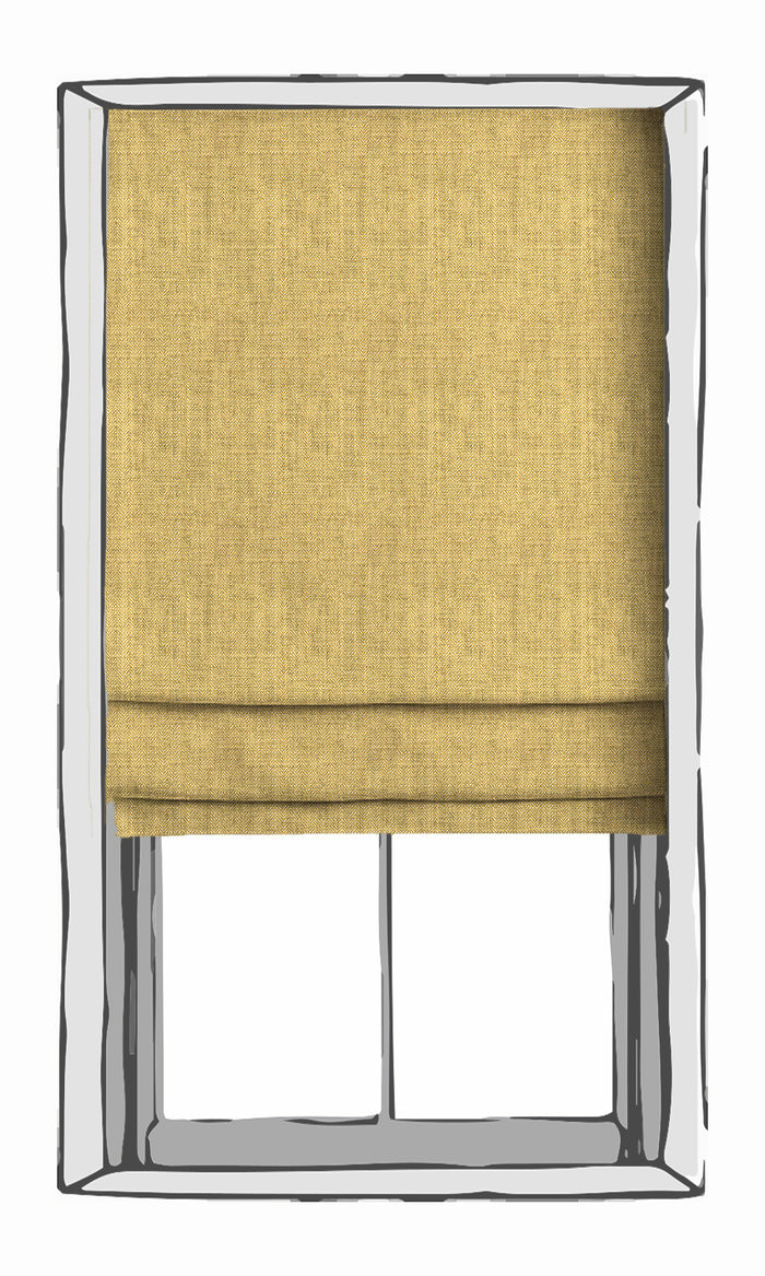 Herringbone Home Textile Fabric Material By the Metre (Deep Yellow/ White)
