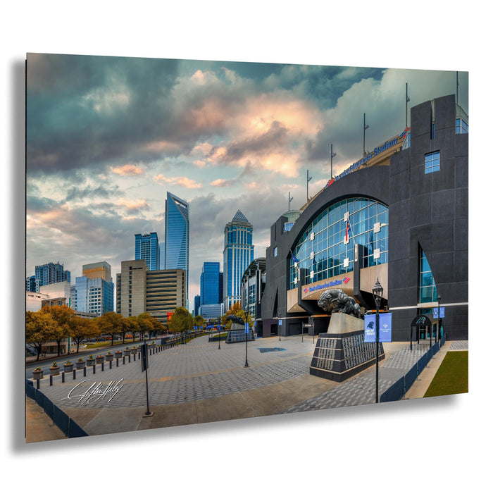 Charlotte skyline print, Carolina Panthers art, Bank of America Stadium decor, Queen City photo, Uptown Charlotte sunset, Charlotte wall art, North Carolina skyline photo, drone cityscape art, football stadium landscape, Charlotte NC gift, aerial city photography, Charlotte art for office, NFL stadium photo, modern urban photo, Charlotte home decor piece
