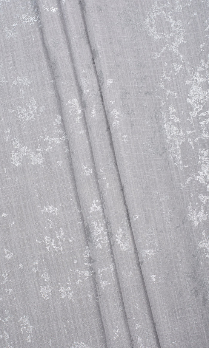 Metallic Abstract Print Fabric Material By the Metre (Silver)
