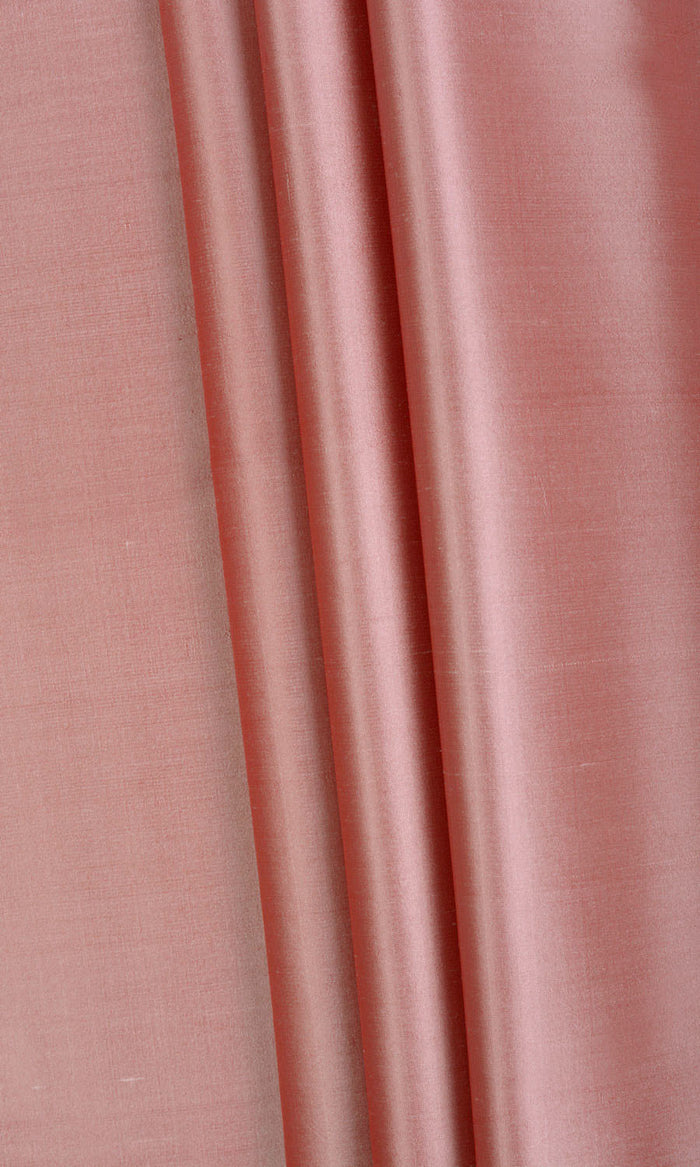 Shantung Silk Fabric By the Metre for Curtains & Drapes (Blush Pink/ Red)