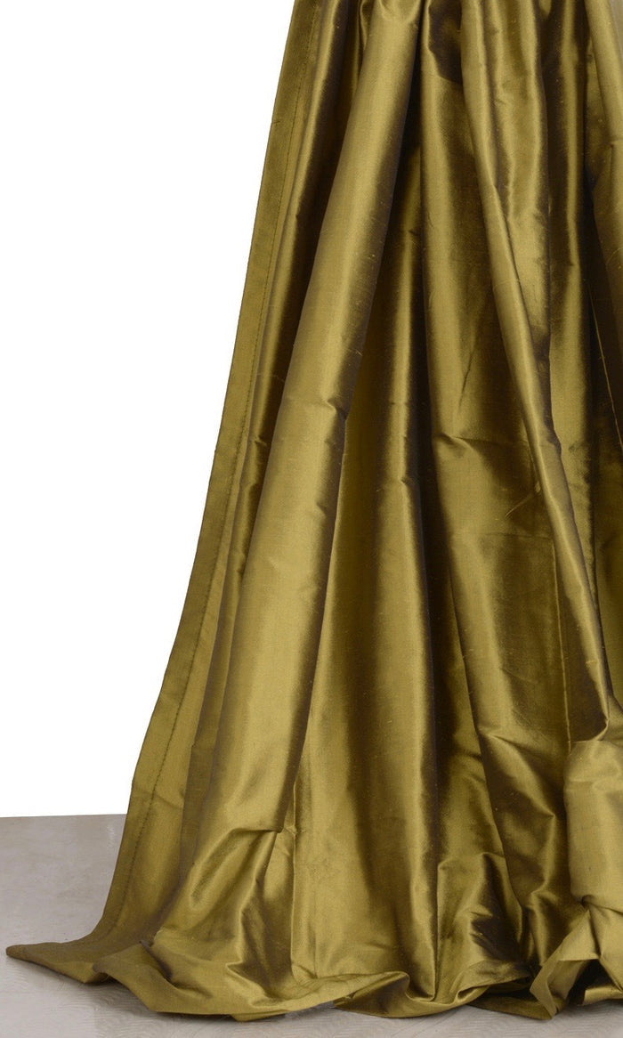 Shantung Silk Curtains for Living, Bedroom, Kitchen, Bathroom (Olive Green)