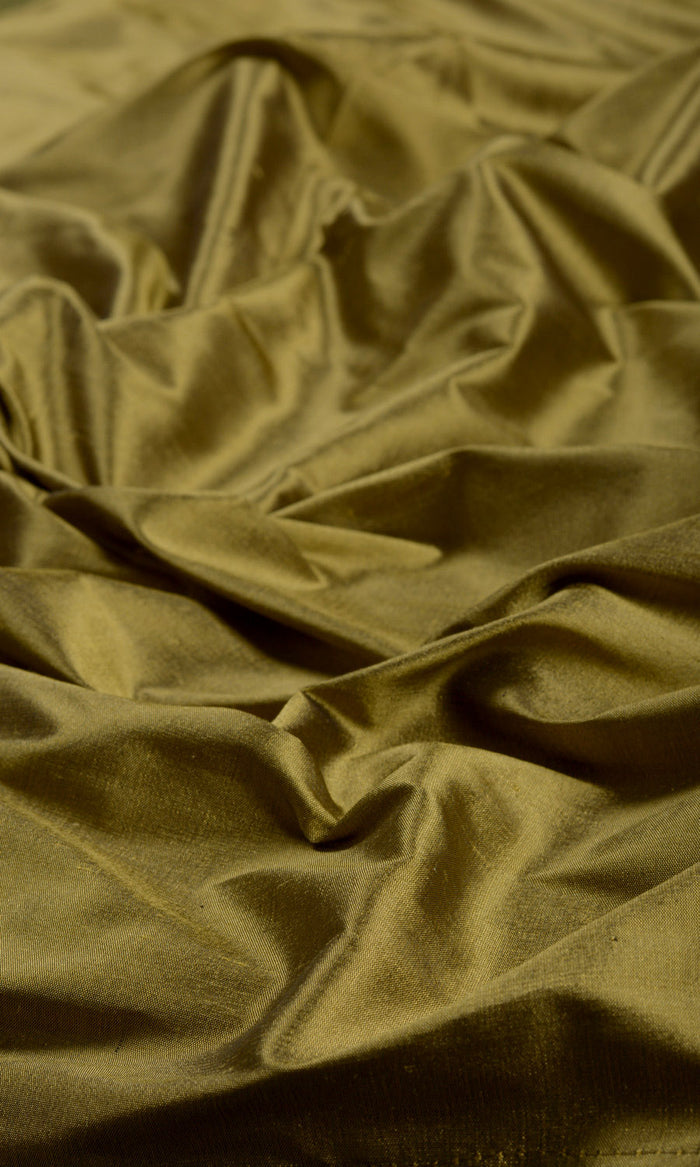 Shantung Silk Pinch Pleat, Rod Pocket, Eyelet Curtains (Olive Green)