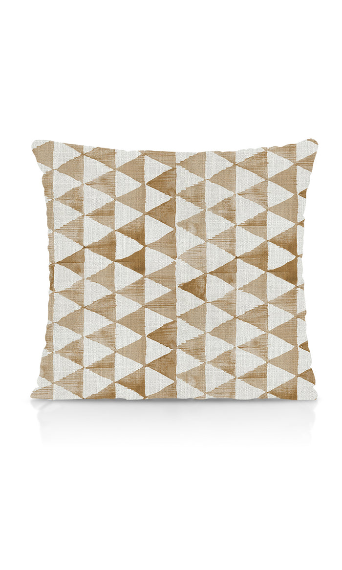 Triagonal Print Pinch Pleat, Rod Pocket, Eyelet Curtains (Eggshell White/ Brown)
