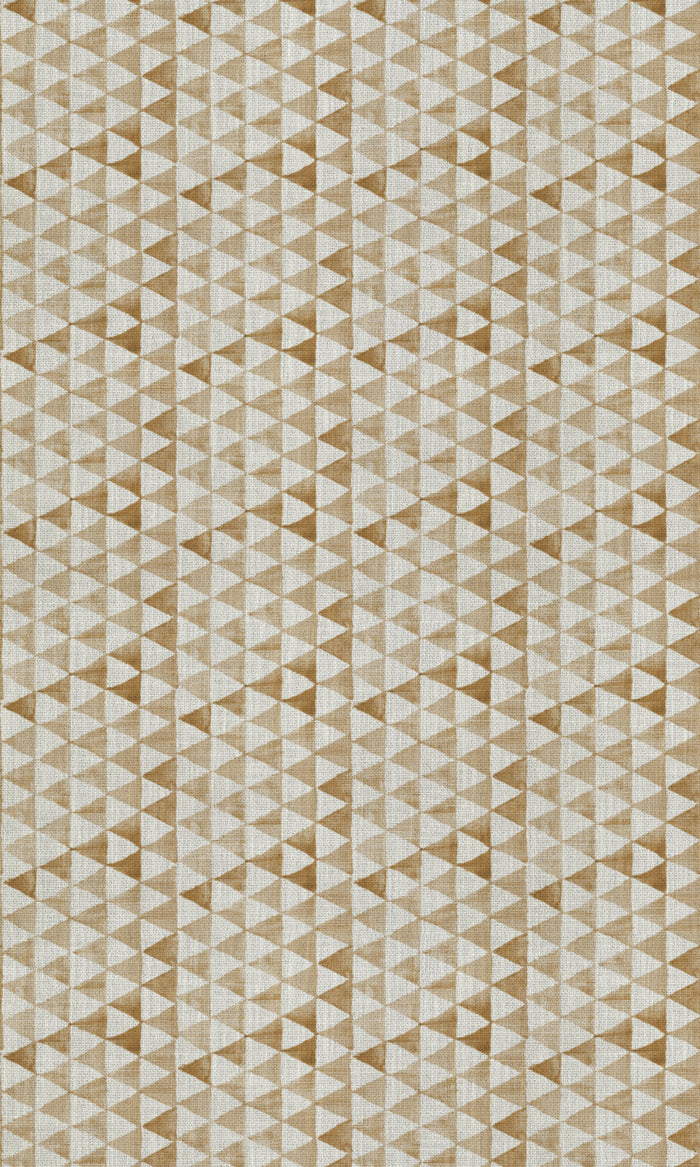Triagonal Print Drapes (Eggshell White/ Brown) Extra Long Short Wide