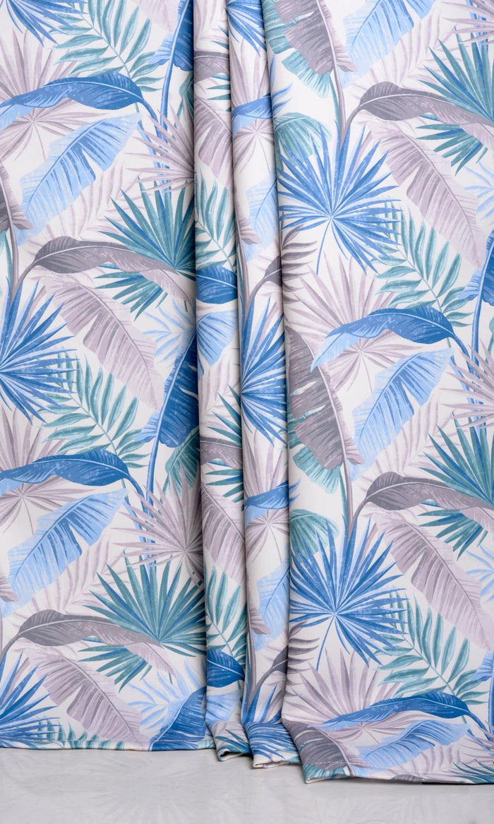Botanical Floral Window Treatments Fabric By the Metre (Blue/ Purple)