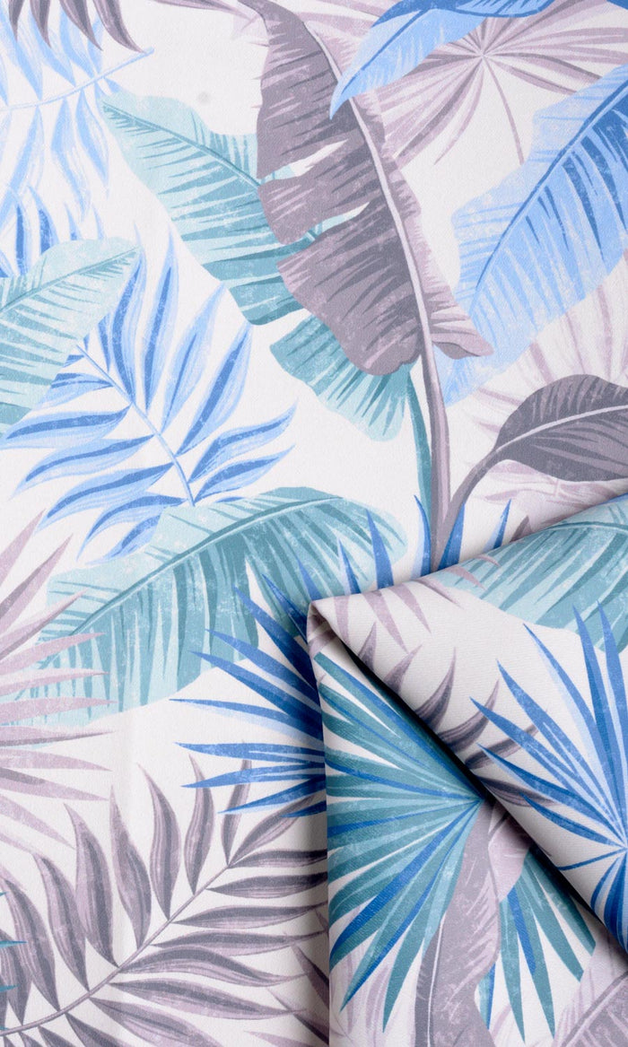Botanical Floral Fabric Material By the Metre (Blue/ Purple)
