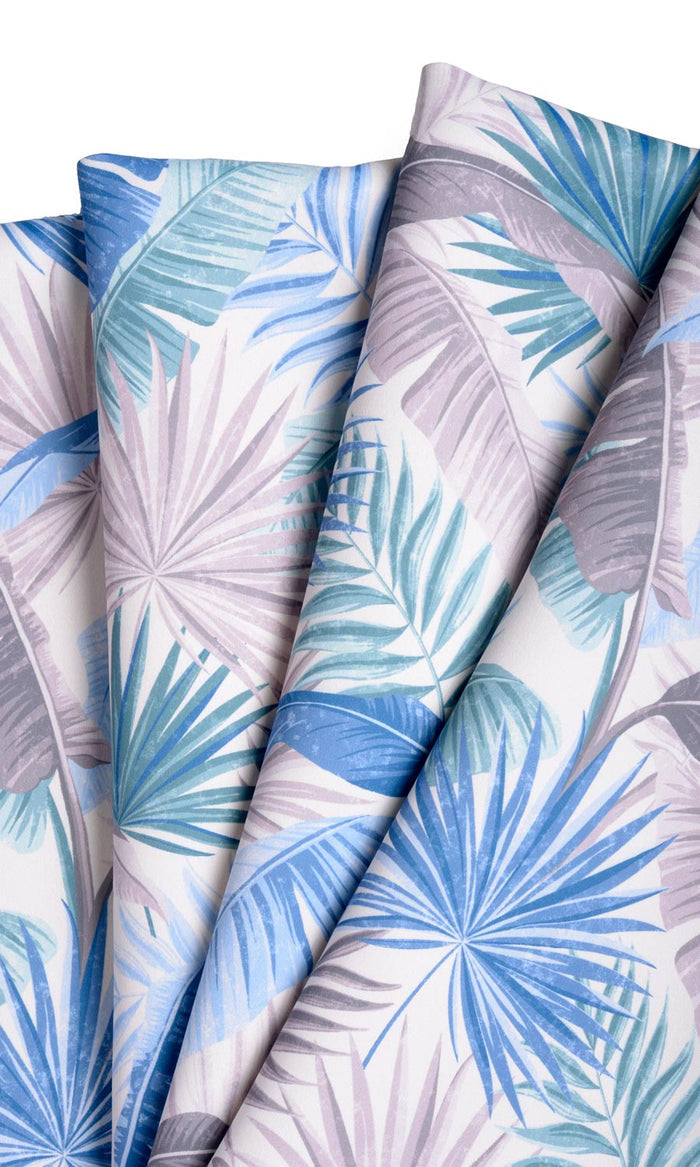 Botanical Floral Fabric By the Metre for Curtains & Drapes (Blue/ Purple)