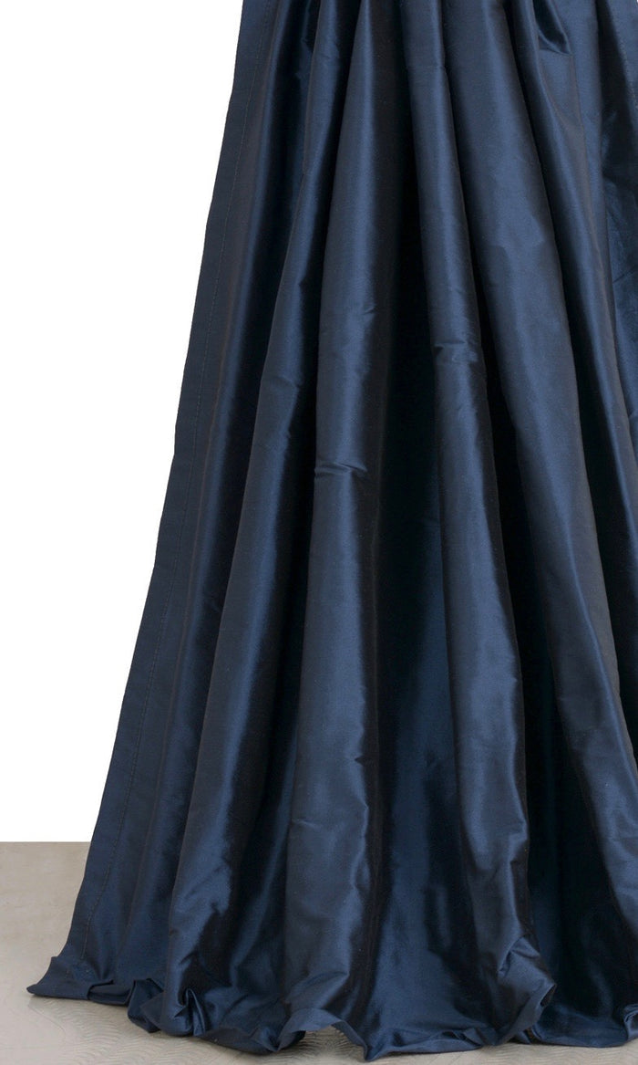 Shantung Silk Drapes for Living, Bedroom, Kitchen, Bathroom (Midnight Blue/ Navy)