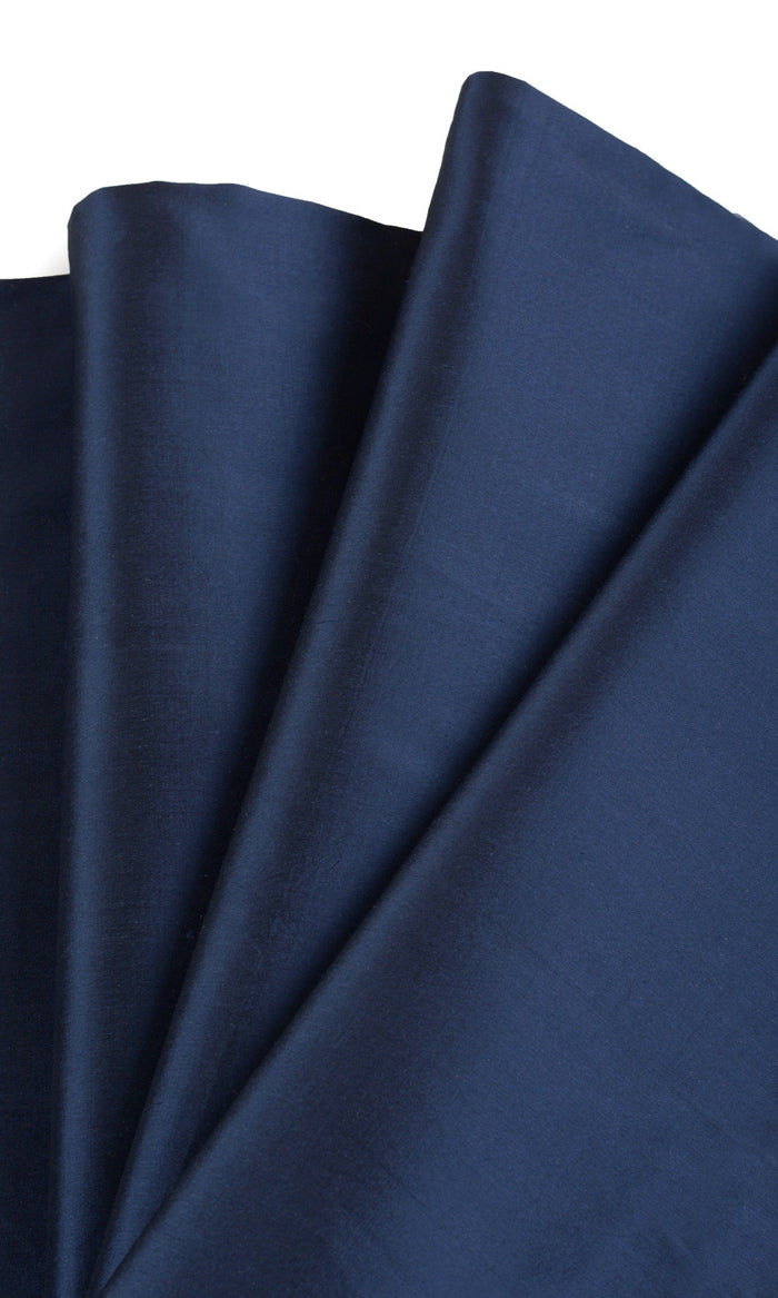 Shantung Silk Home Textile Fabric Material By the Metre (Midnight Blue/ Navy)