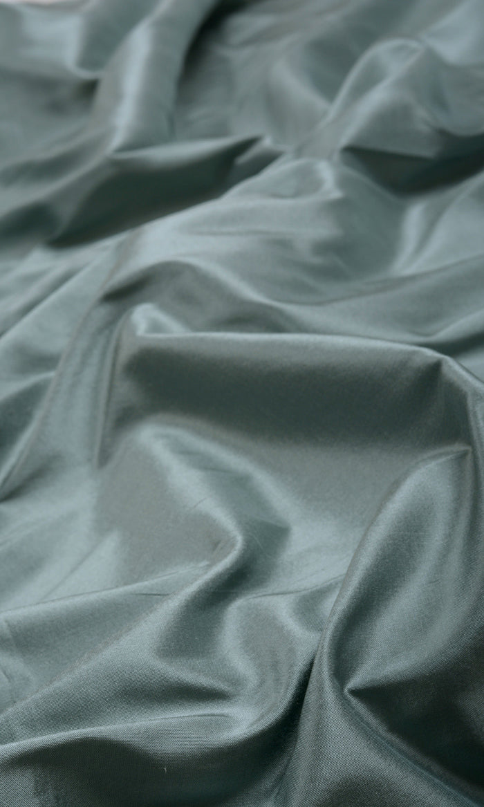 Shantung Silk Fabric By the Metre for Curtains & Drapes (Steel Blue/ Grey)