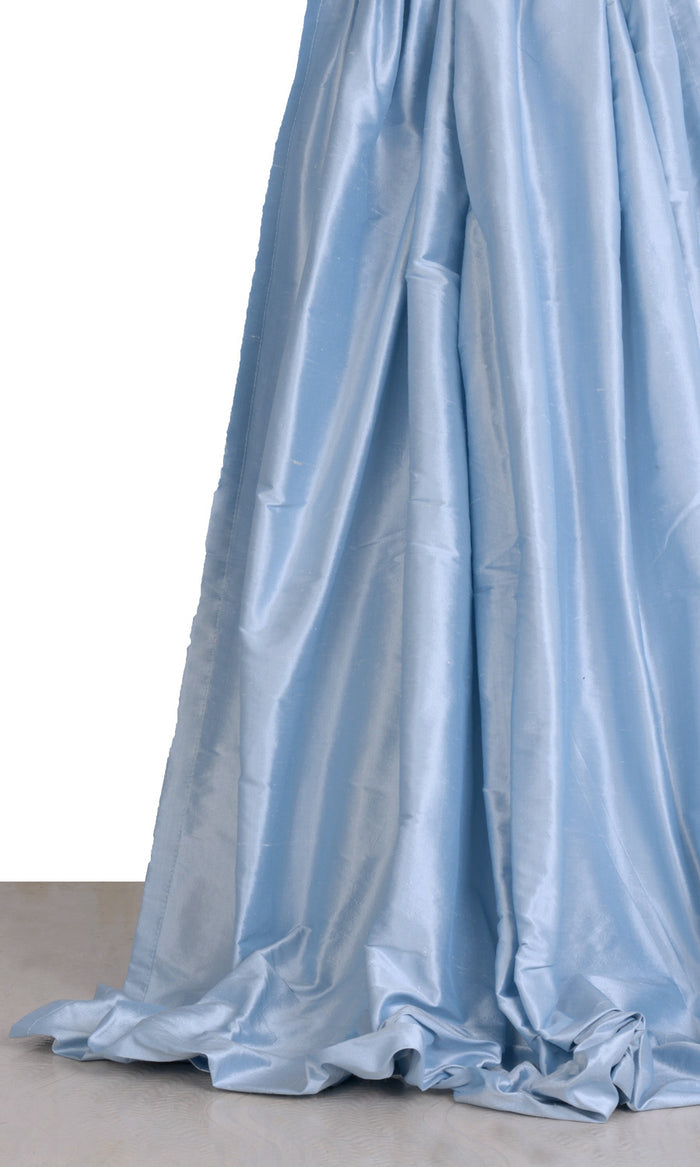 Shantung Silk Curtains / Drapes / Window Drapery Panels (Steel Blue)