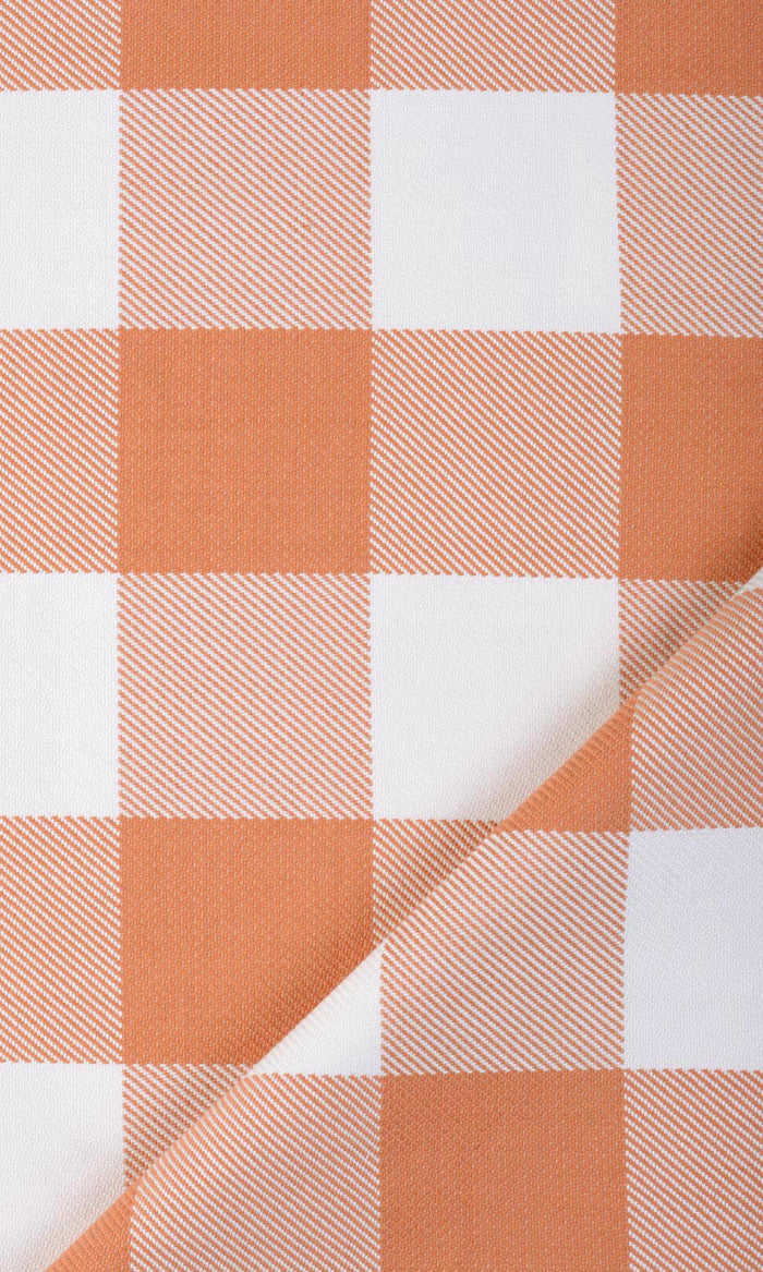 Buffalo Check Drapes for Living, Bedroom, Kitchen, Bathroom (Melon Orange/ White)