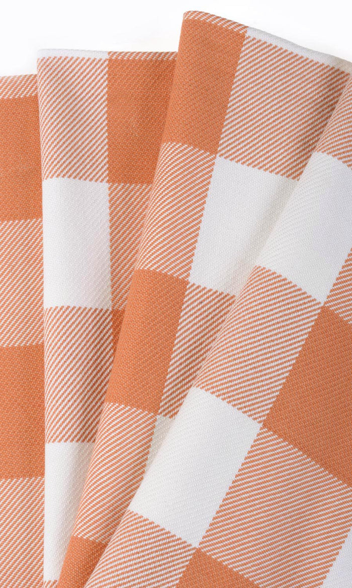 Buffalo Check Drapes (Melon Orange/ White) Extra Long Short Wide
