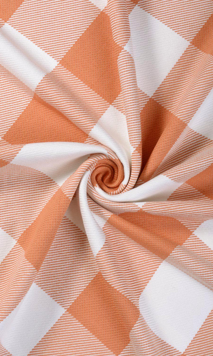 Buffalo Check Curtains / Drapes / Window Drapery Panels (Melon Orange/ White)