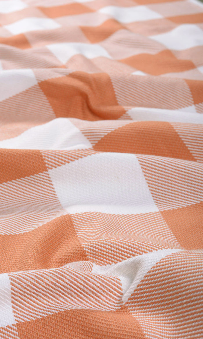 Buffalo Check Made-to-Measure Curtains (Melon Orange/ White)