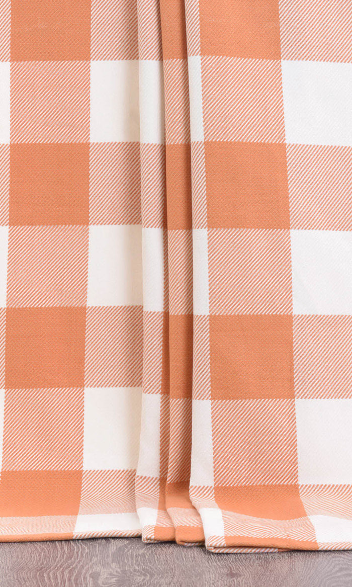Buffalo Check Any Size Style Curtains (Melon Orange/ White)